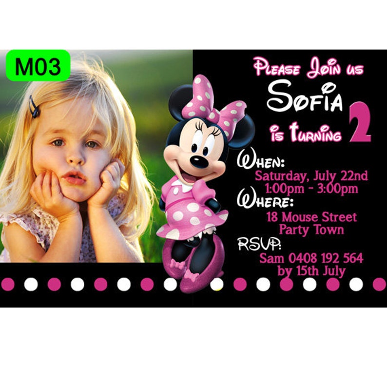 Minnie Maus Einladung Digitale personalisierte Einladung Minnie Mouse Party Einladung Bild 1