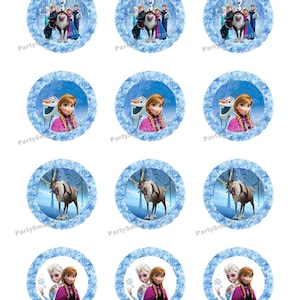 Frozen 2 pulgadas Ronda - Descarga Digital - Cupcake Topper - Pegatina - Frozen Party