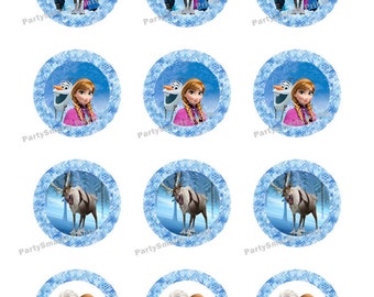 Frozen 2 inch Round - Digital Download - Cupcake Topper - Sticker - Frozen Party