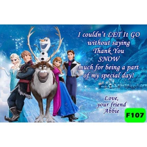 Frozen Thank You Card - Frozen Digital Personalizado Gracias - Frozen Party F107
