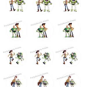 Toy Story Woody and Buzz 2 inch Round - Digital Dowload - Cupcake Topper - Toy Story Sticker - Toy Story Party