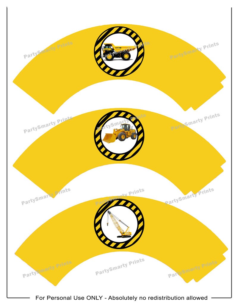 Construction Cupcake Wrappers Digital Download Construction Party