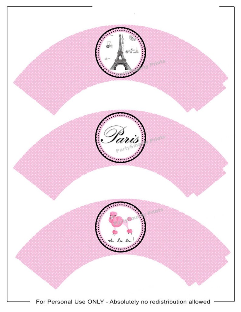 Paris Cupcake Wrappers Digital Download Paris Party image 1