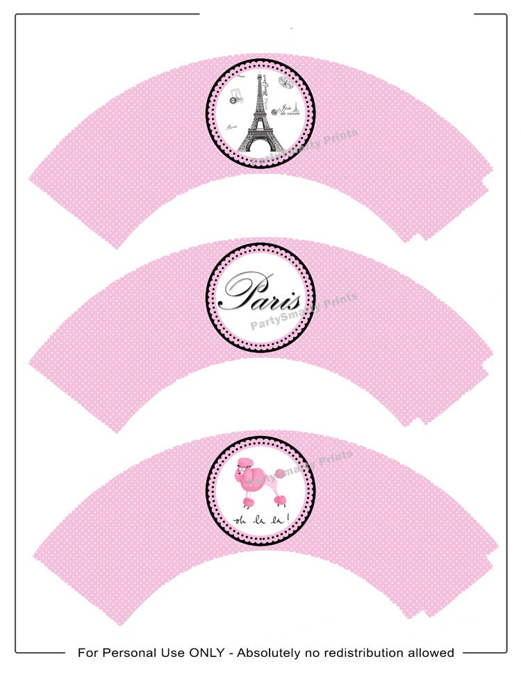 Paris Cupcake Wrappers Digital Download Paris Party