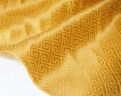 Gold Chinese brocade, faux silk with square maze, plaid pattern, for dress, jacket, pillow, cushion covers and wedding by the yard