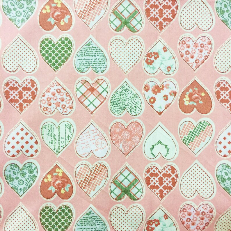 HEART FABRIC By The Yard Colorful Heart Cotton Fabric on Etsy