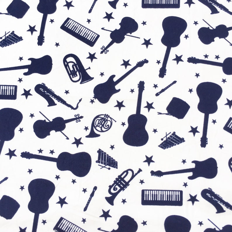 GUITAR COTTON FABRIC By The Yard Music note cotton fabric Etsy