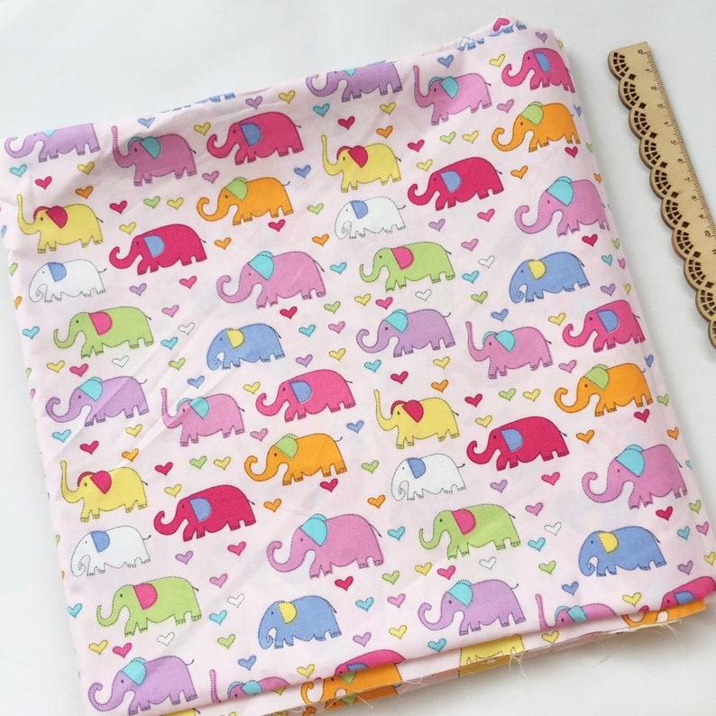 Colorful Elephant Fabric by the yard animal cute baby sweet Etsy