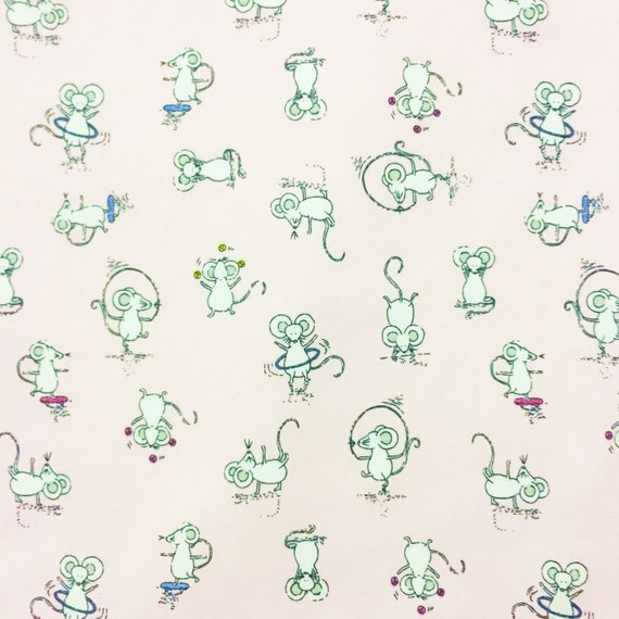 RAT FABRIC By The Yard Pink mouse fabric animal fabric kids | Etsy