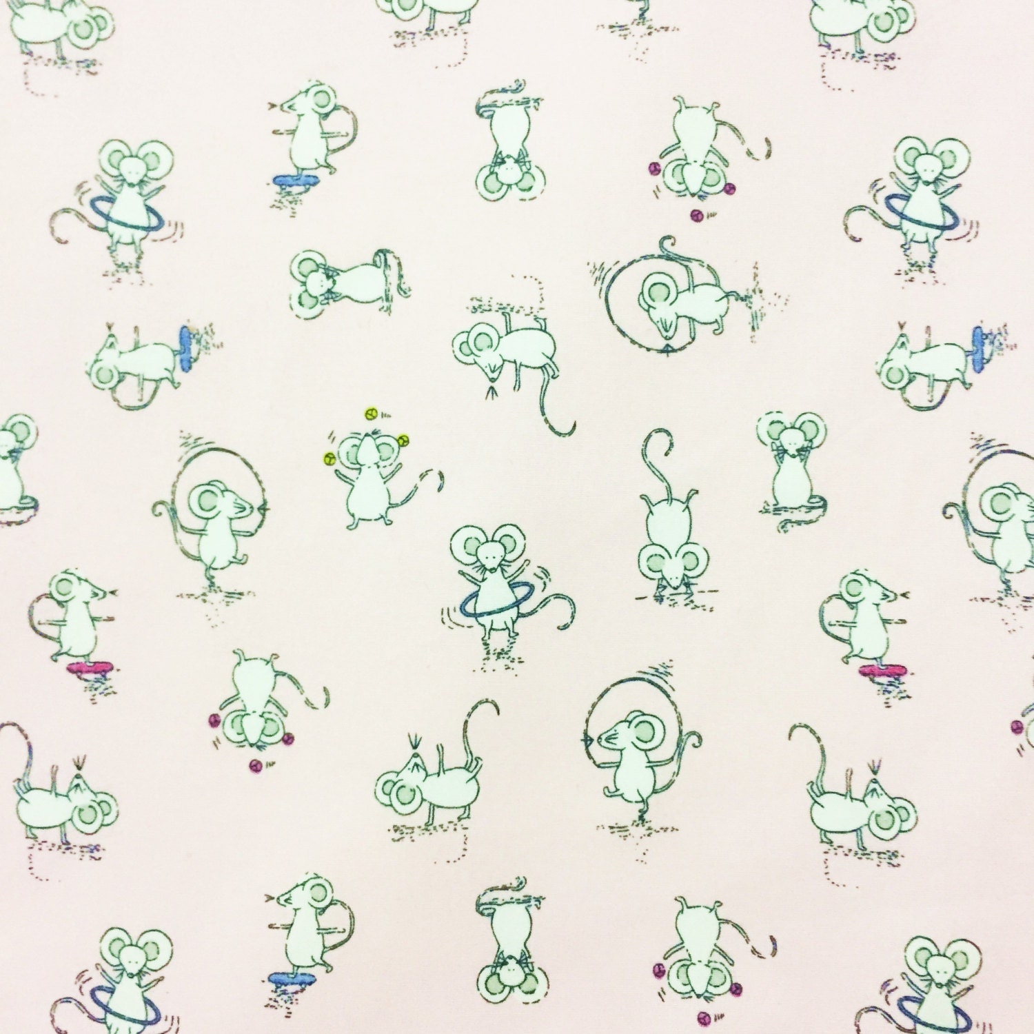 RAT FABRIC By The Yard Pink mouse fabric animal fabric kids Etsy