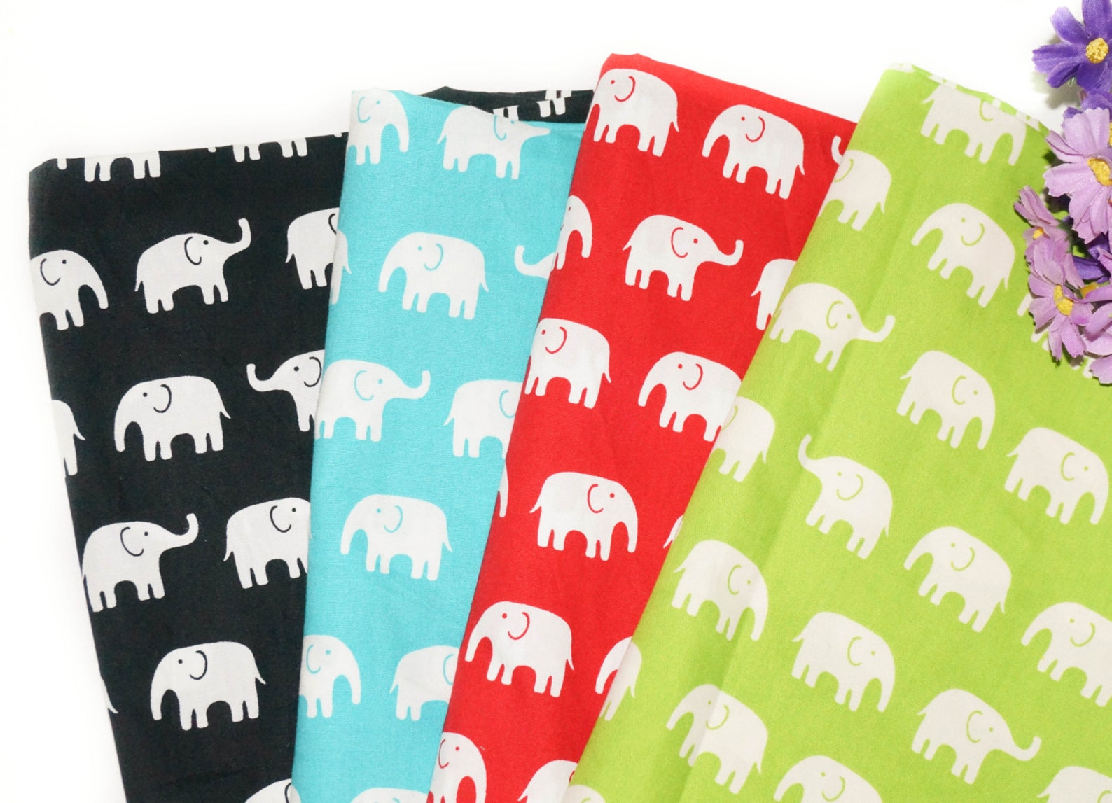 Elephant cotton fabric by the yard kids fabric girl Etsy