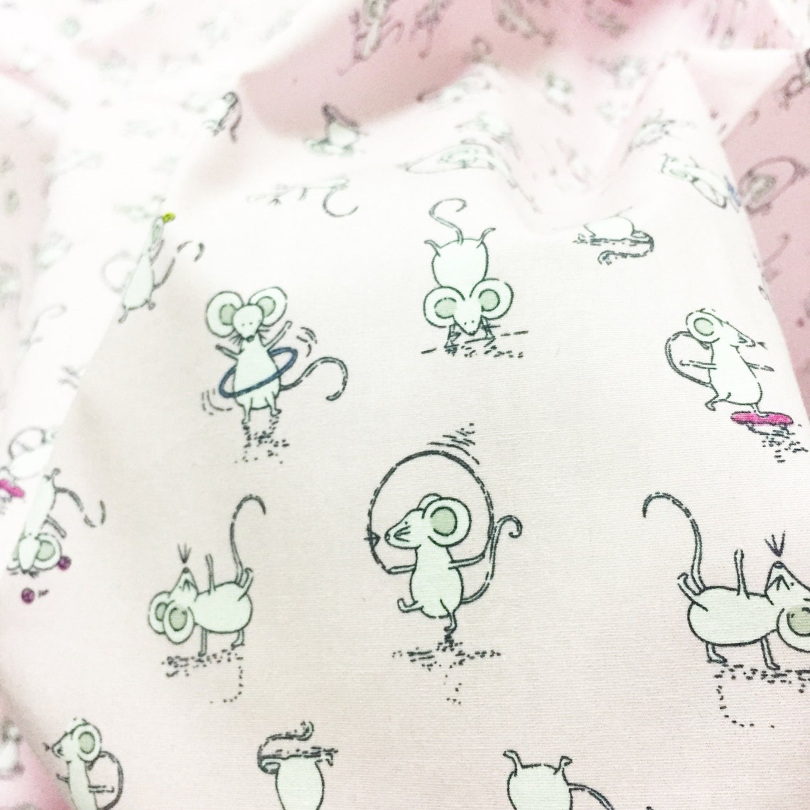 RAT FABRIC By The Yard Pink mouse fabric animal fabric kids Etsy