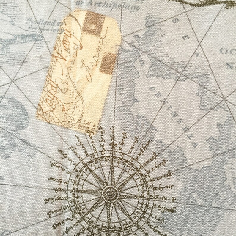 MAP FABRIC By The Yard World Map Fabric Vintage map print Etsy