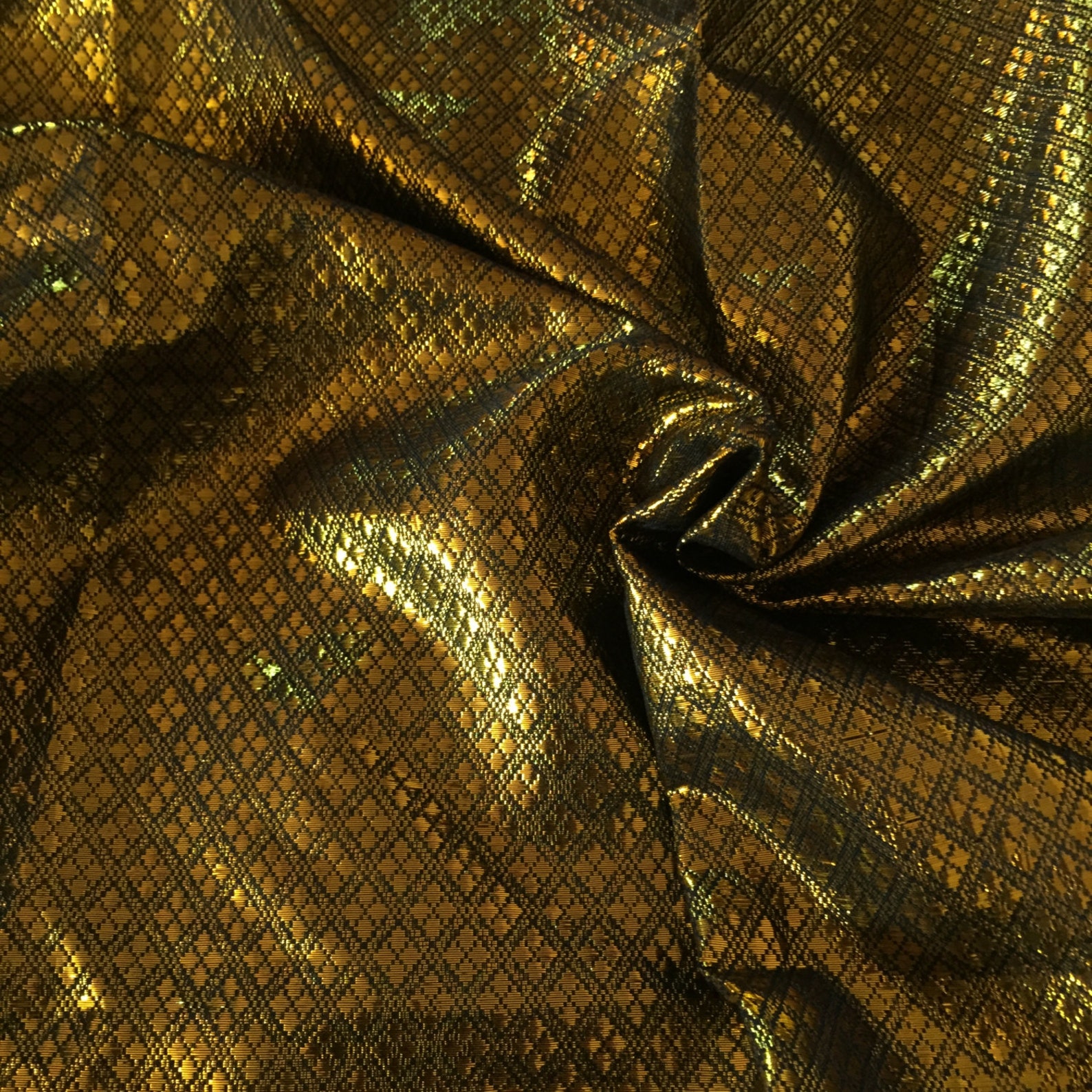 Black and Gold metallic color of brocade fabric square and | Etsy