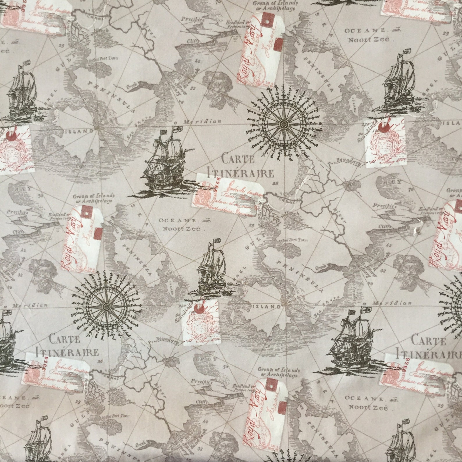 MAP FABRIC By The Yard World Map Fabric Vintage map print Etsy