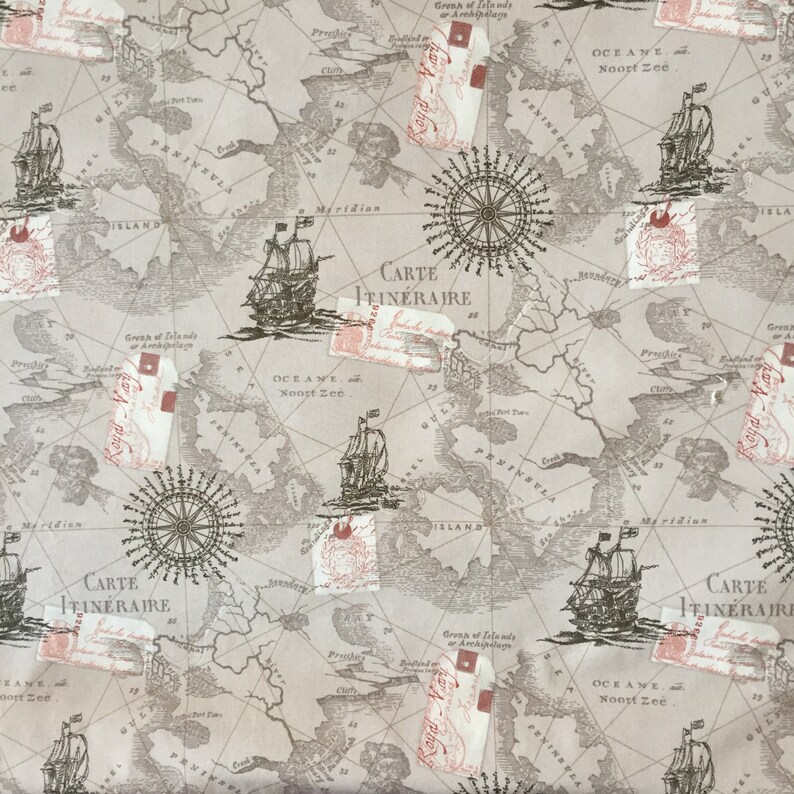 MAP FABRIC By The Yard World Map Fabric Vintage map print Etsy