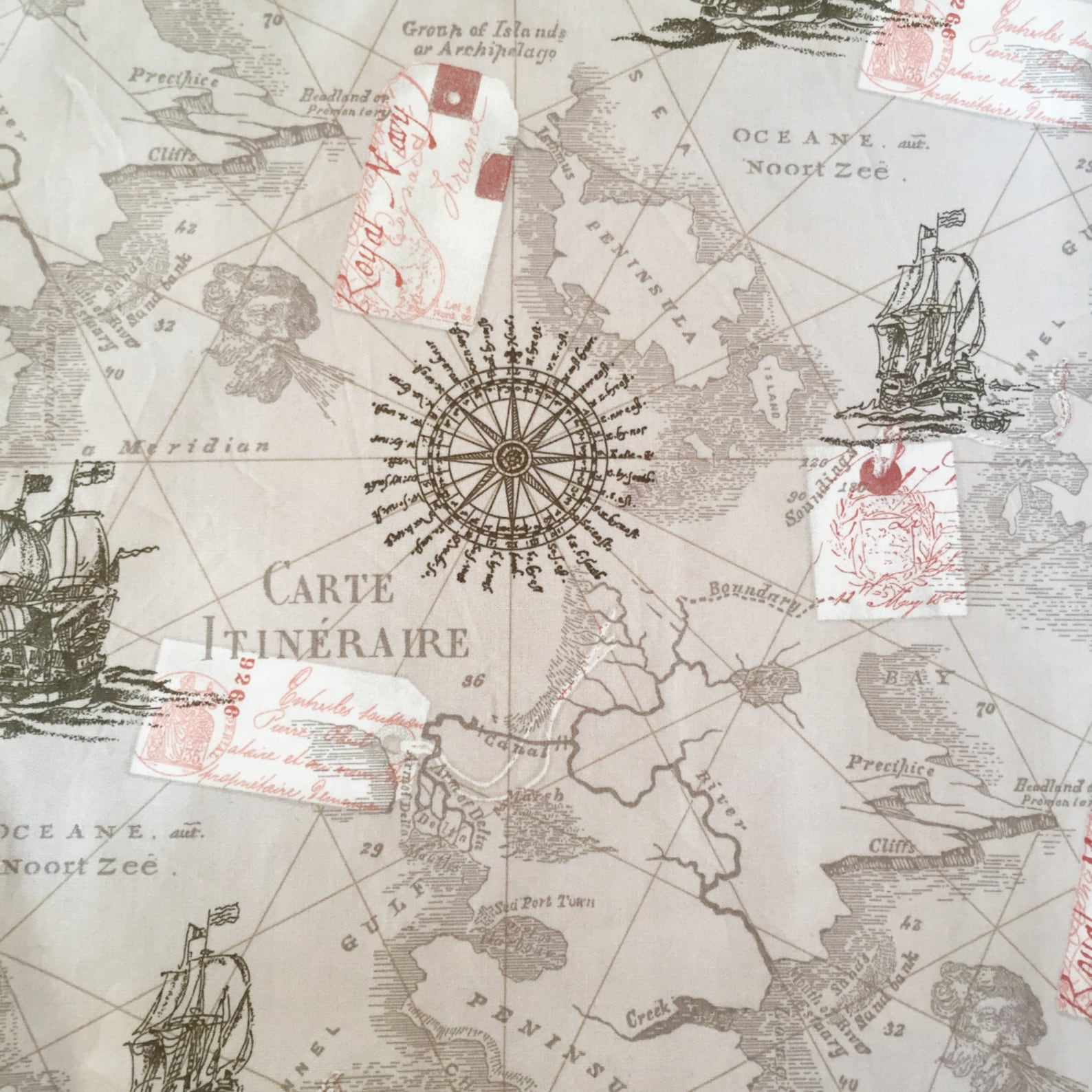 MAP FABRIC By The Yard World Map Fabric Vintage map print Etsy