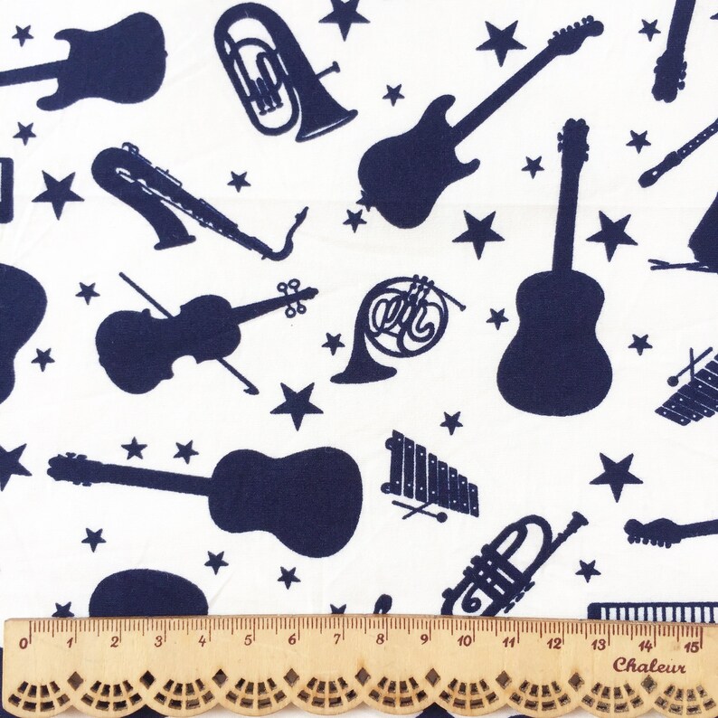 GUITAR COTTON FABRIC By The Yard Music note cotton fabric Etsy