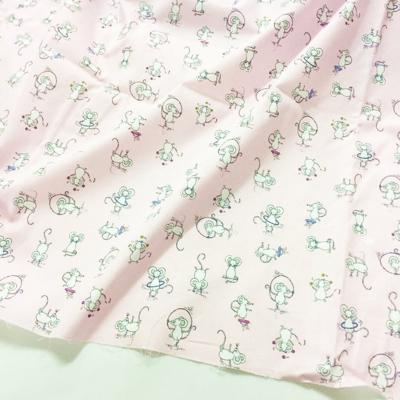 RAT FABRIC By The Yard Pink mouse fabric animal fabric kids Etsy