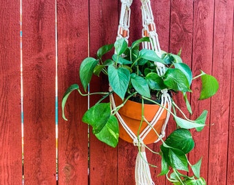 Cintre pour plantes en macramé fait à la main avec perles de cuivre | Cintres pour plantes - cintres pour plantes de style vintage - cintre en macramé