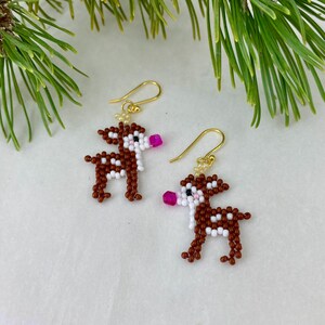 Sterling Silver Reindeer Christmas Earrings - Red Nose Rudolph Studs (Boxed Gift) 4 thumbnail image