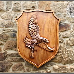 Example of Custom Artwork Order Middle Ages Family Heraldic Art Coat Arms Heraldy Crest Home Decor Hanging Wood Carving Picture Wall Decor