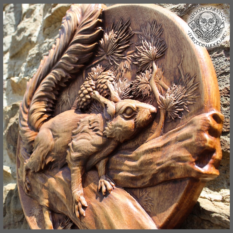 Squirrel Animals Dark Brown Wild Life Wall Art Wood ...