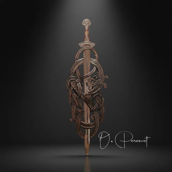 BLACK FAFNIR: Hand-Carved Viking Serpent Sword Throne – Museum-Grade High-Density Hardwood Wall Display