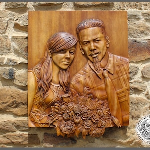 Example of Realistic Custom Portrait Carving Wood Picture Wall Design Home Decor Personalize Fine Art Carving Sculpture  Gift Wall Hanging