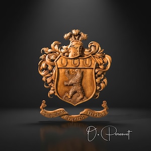 Custom Wood Carved Family Coat of Arms, Heraldic Crest Decor (51x41 inches)