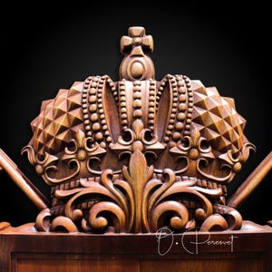 Custom Family Crest Wood Carving, Bespoke Chi-Rho and Spartan Helmet Heraldry, Personalized Fleur-de-lis Coat of Arms, Christian Wall Art image 14