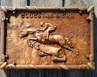 Custom Carved Horse Wood Wall Art, Equestrian Home Decor