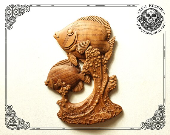 Best Gift to the Sailor or Sea Lover Coral Fishes Wood Carved