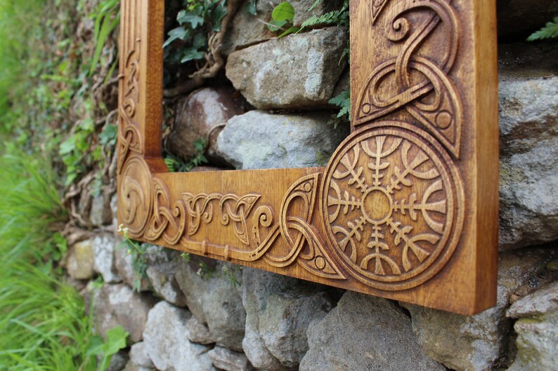 Wood Carving Elegant Frame Viking Odin Home Decor Norse | Etsy