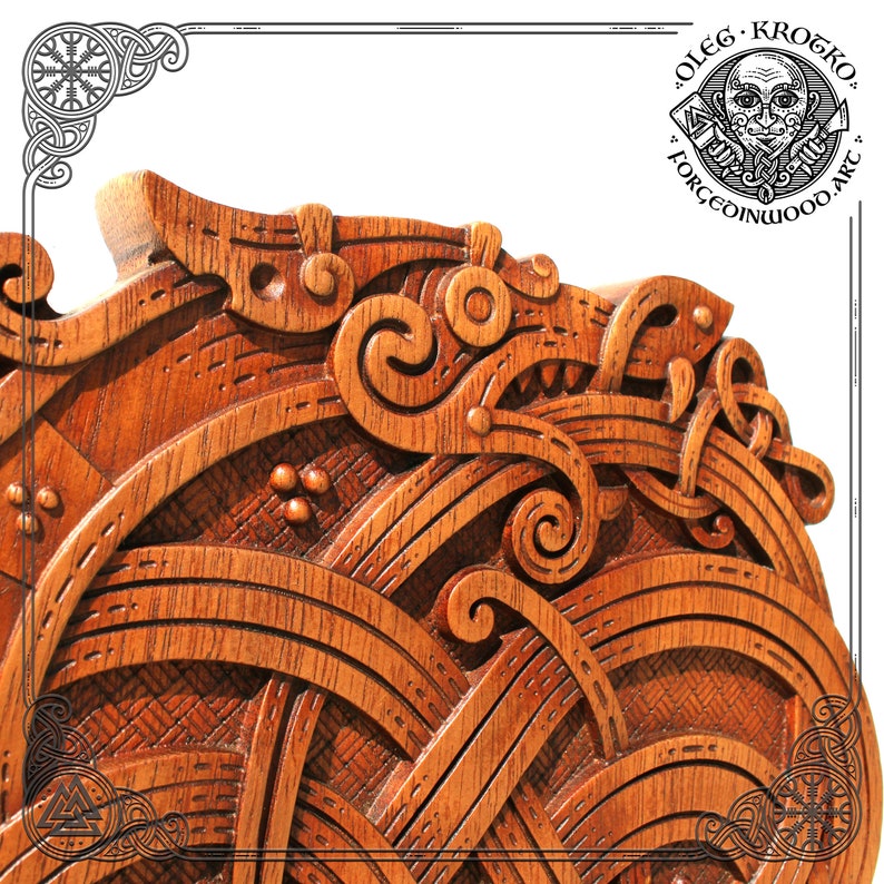 Celtic Dragons Norse Wood Carving Vikings Wall Woodwork Art Etsy