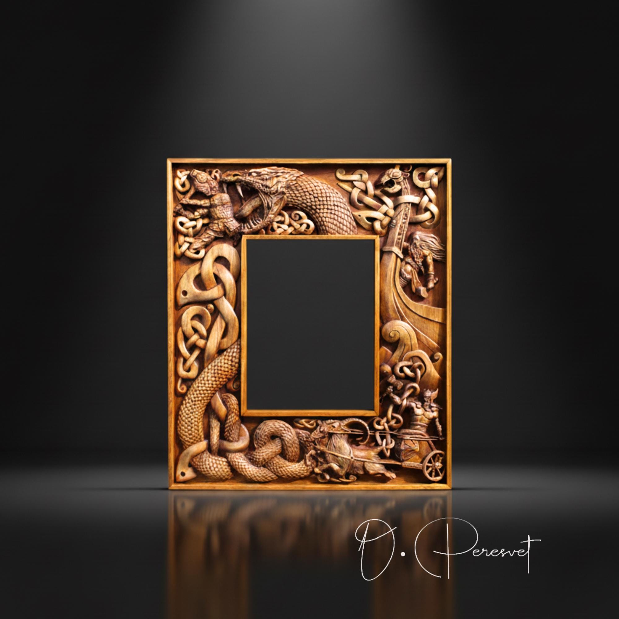Hand Carved Thor Viking Frame, Norse Pagan Decor - Etsy