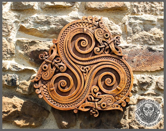 Trisquel Celtic Norse Wooden Dragon Symbol Wall Hanging Viking - Viking Wall Art Plaque Trisquel Celtic Norse Wooden Dragon Symbol Wall Hanging Viking - Viking Wall Art Plaque