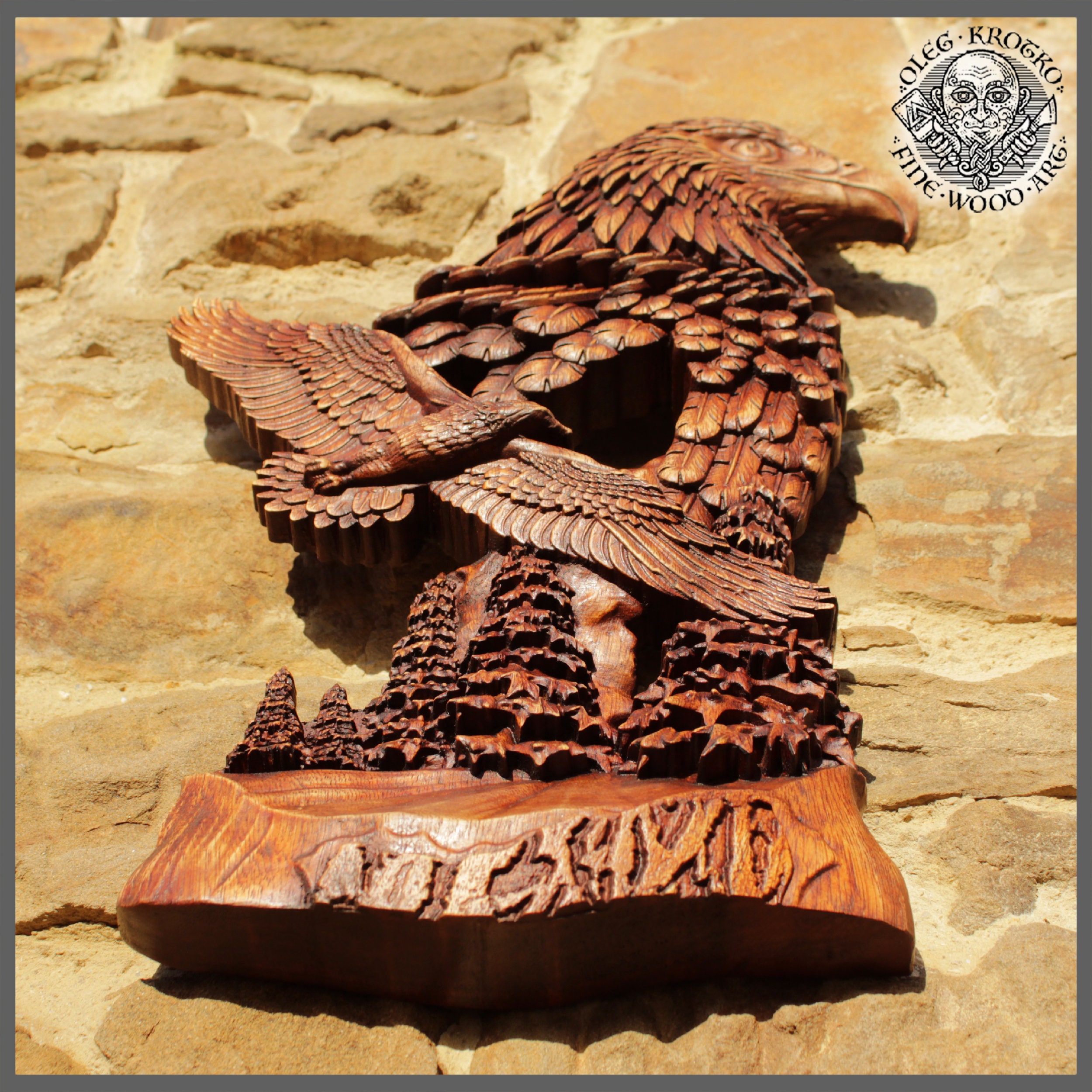 手彫りのイロコ材の鷲の壁アート、素朴なキャビンの装飾 - Etsy 日本