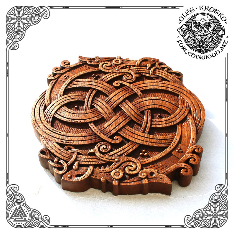 Celtic Dragons Norse Wood Carving Vikings Wall Woodwork Art Etsy