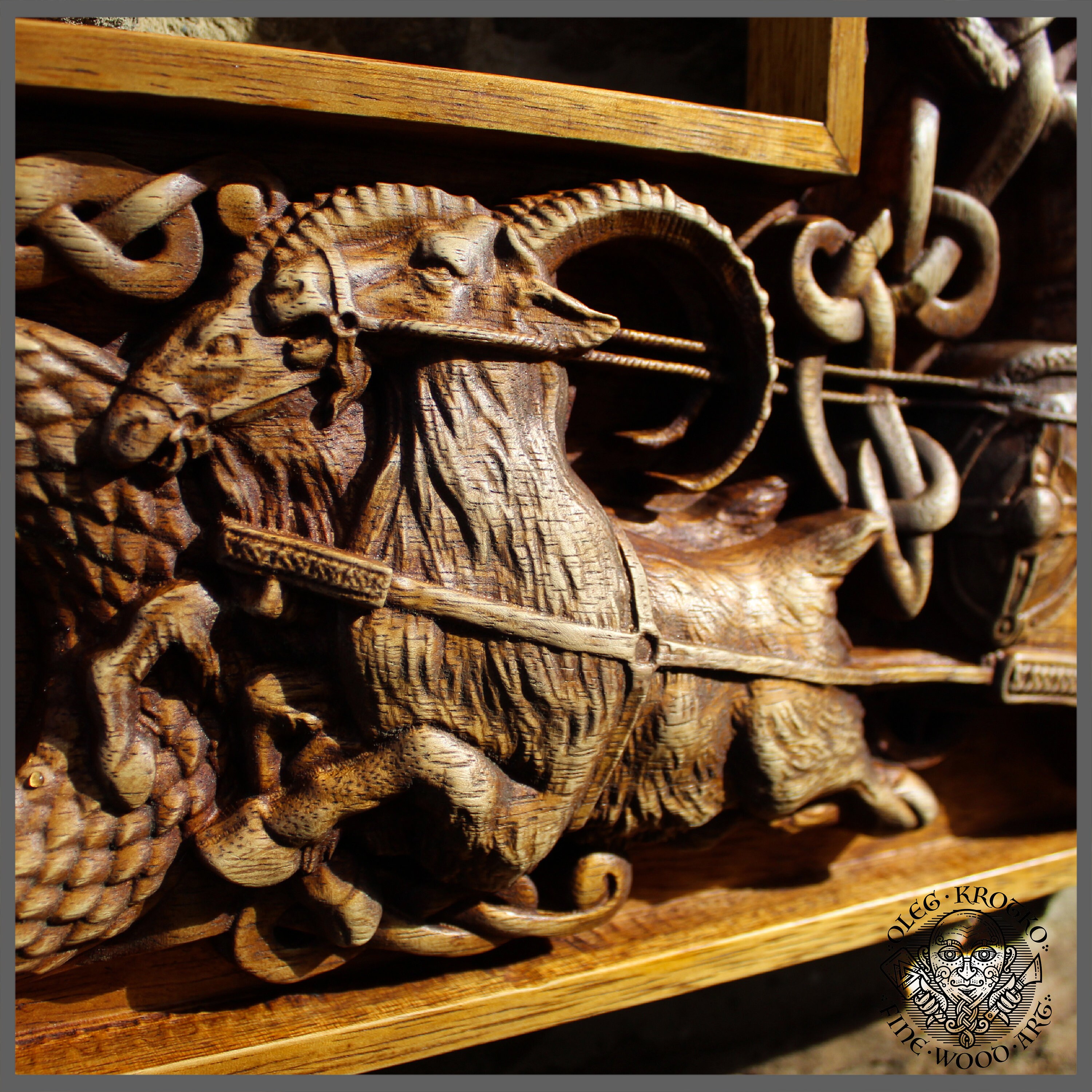 Thor Norse Wood Carving - Wall Woodwork Art - Forged in Wood
