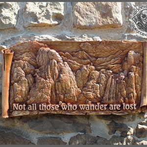 Mystical Mountain Landscape Wood Carving Wall Hanging Home Decor Woodwork Art Housewarming Gift Rustic Room Wall Decor Spiritual Picture