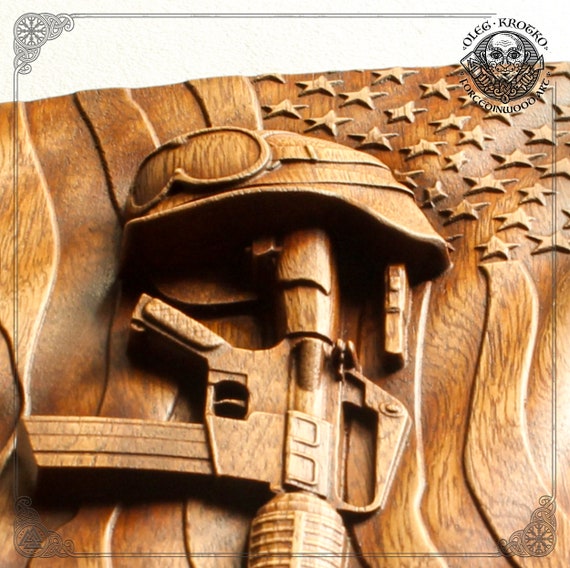American Fallen Hero Wood Carving - Patriotic Military Wall Art - Etsy