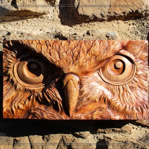 Sight of the Owl Soul, Exclusive Luxury Wood Carving Picture, Wild Life Wall Art, Rare Home Decor Wooden Plaque, Amazing Wall Hanging.