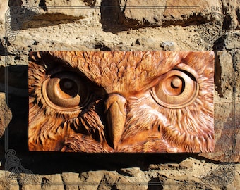 Sight of the Owl Soul, Exclusive Luxury Wood Carving Picture, Wild Life Wall Art, Rare Home Decor Wooden Plaque, Amazing Wall Hanging.
