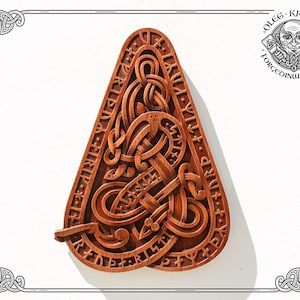 Stunning Replica of Ancient Norse Wood Carving, Inspired by Viking Stone Artifacts – Ideal for Home, Altar, or Heathen Decor, Best gift.