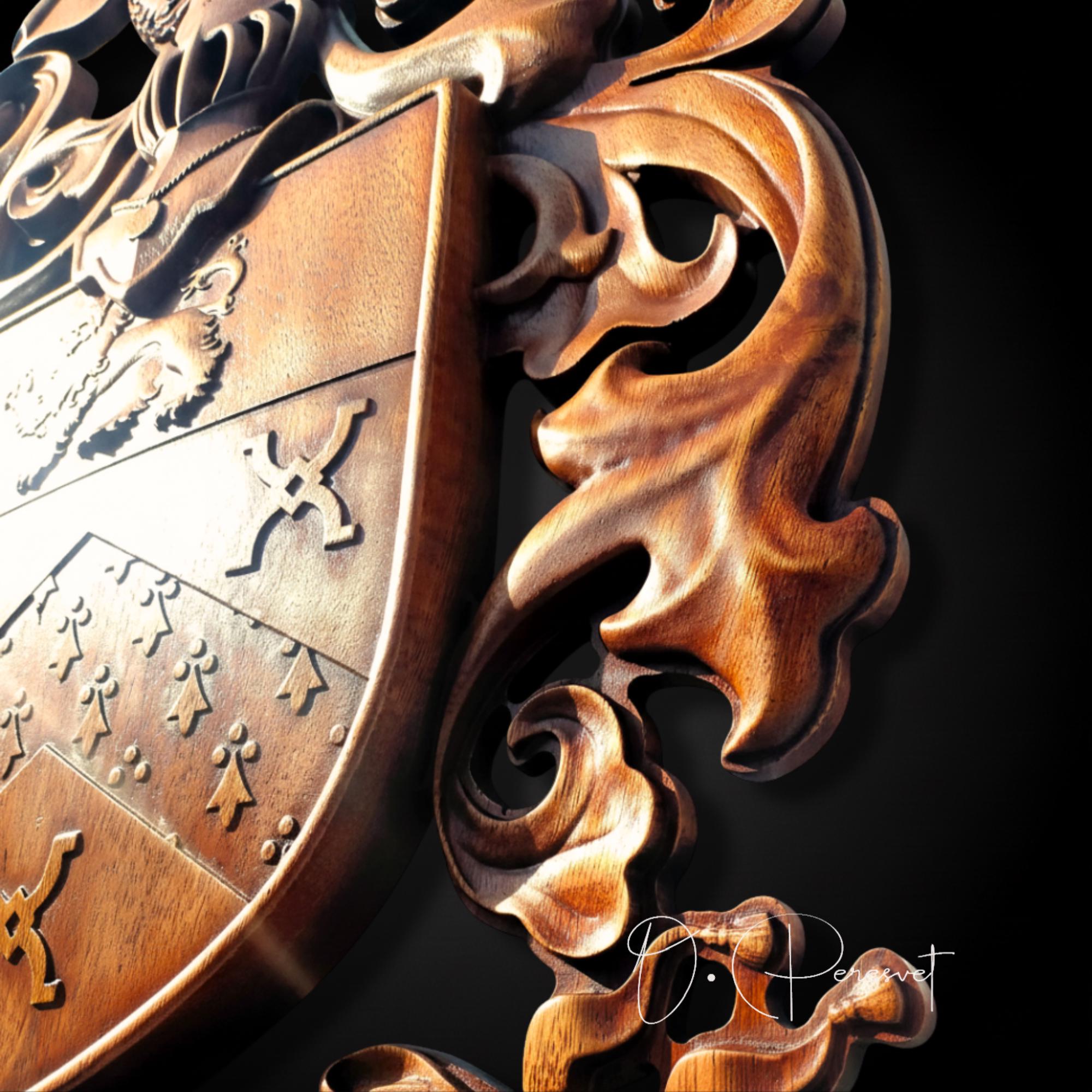 手彫りの家紋、カスタム紋章木製アート（32x23インチ） - Etsy 日本