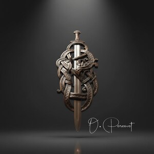 BLACK FAFNIR: met de hand gesneden Viking-slangenzwaardtroon – hoge dichtheid hardhouten wanddisplay van museumkwaliteit afbeelding 4