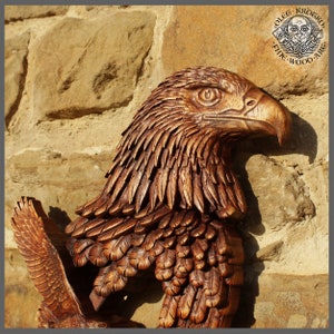 Eagle Wild Life Wood Carving Wall Art Bird Animal Custom Norse Rustic ...