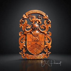 Example of Family Heraldic Symbols Coat Arms Custom Artwork Middle Ages Art Heraldry Crest Decor Hanging Wood Carving Picture Wall Decor