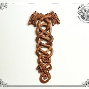 Norse Dragons Fantastic Animal Custom Wood Carving Wall Art Norse Rustic Nordic Gift Hunter Cabin Celtic Heathen Home Wall Hanging Viking
